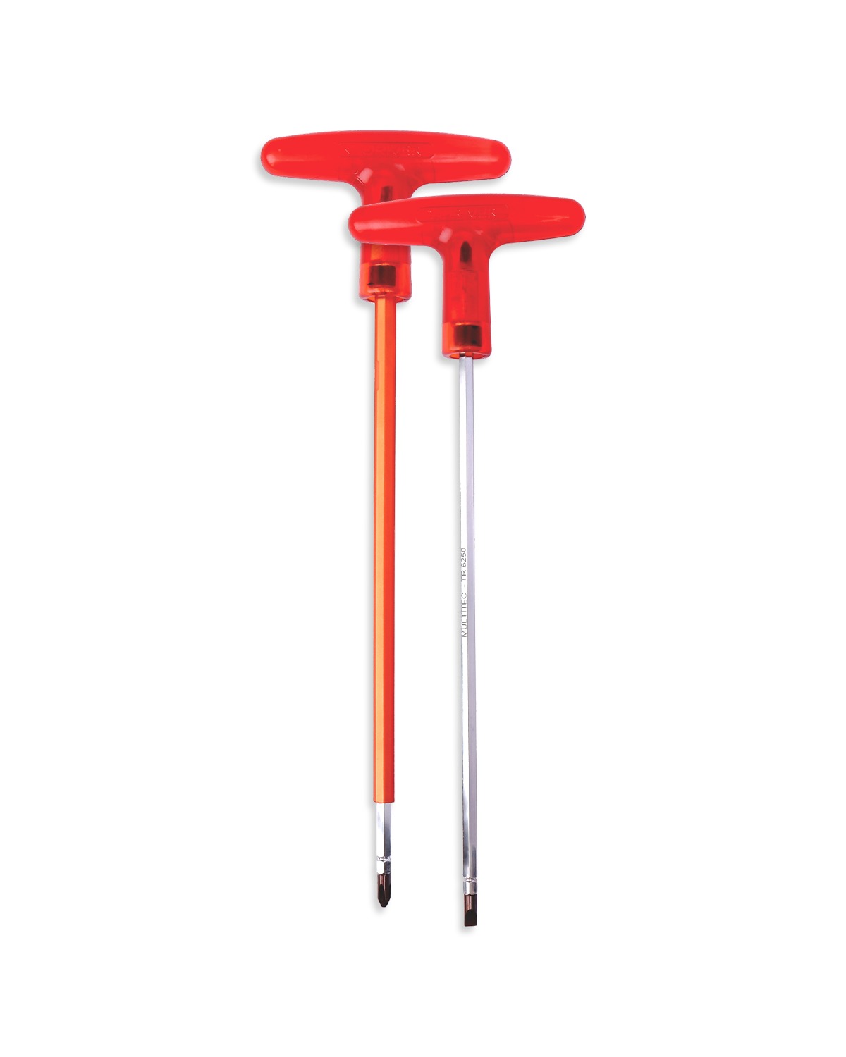 Insulated / Un-Insulated 2-in-1 Reversible T-Handle Screw Driver with Hexagon Rod & Extra Hard Tips